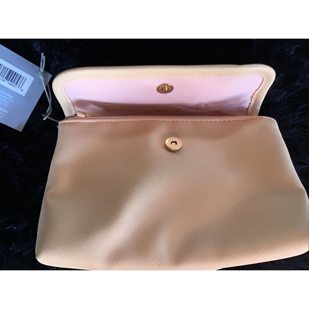 Red Stone Peach Makeup Jewelry Bag Pouch Folding Clutch Zip NWT - Picture 3 of 9